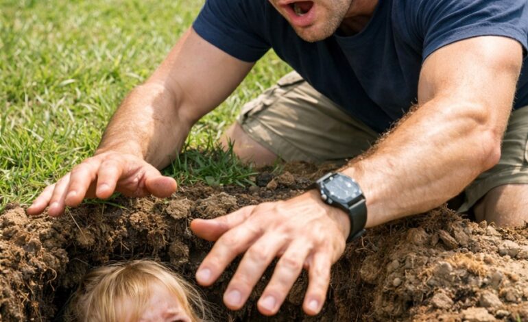 Ik kwam drie dagen eerder terug van mijn uitzending. Mijn dochter was niet op haar kamer. Mijn vrouw zei dat ze bij haar oma was, dus ik ben erheen gereden. Maar in plaats daarvan vond ik mijn dochter in de achtertuin, in een gat staand, huilend. “Oma zei dat stoute meisjes in graven slapen.” Ze was pas twee jaar oud. Ik heb haar er meteen uitgetrokken. Toen fluisterde ze: “Papa, kijk niet in het andere gat…”