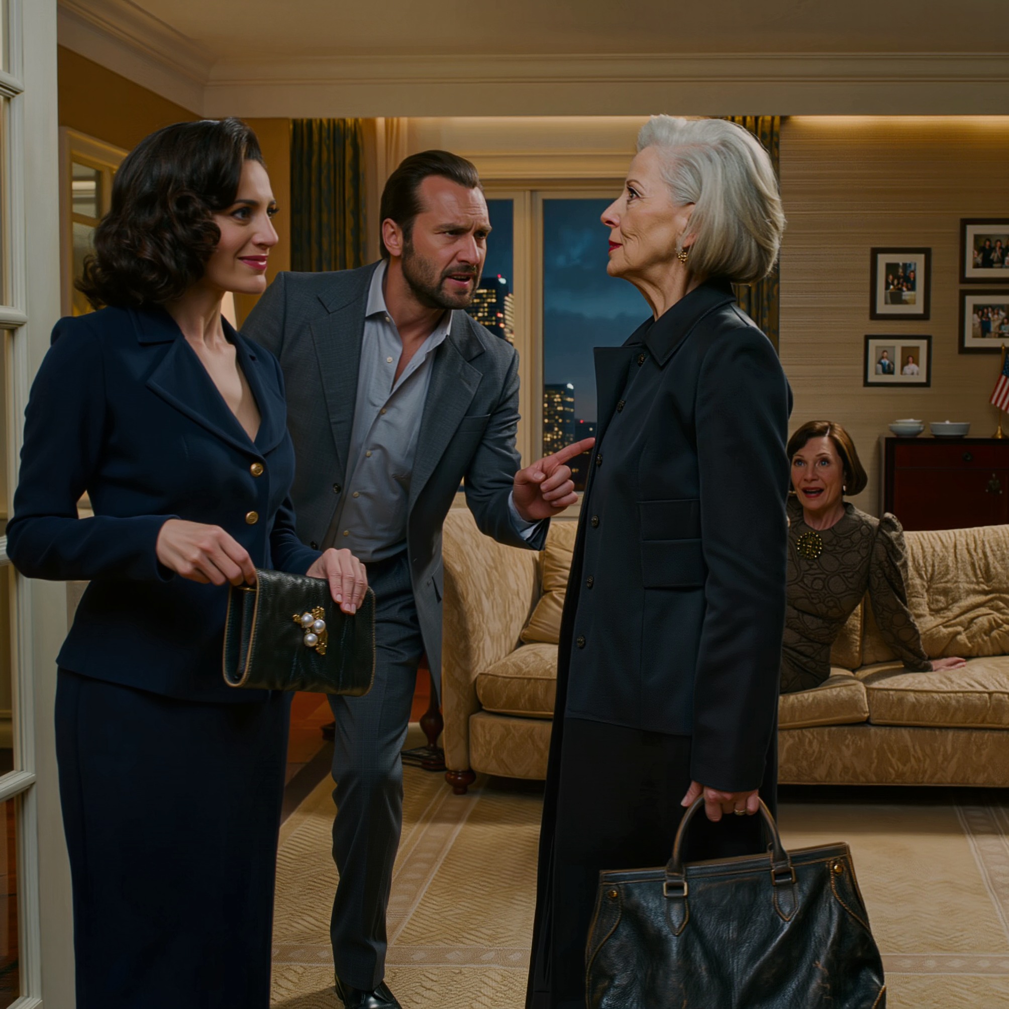 Mijn zoon snauwde: “Mam, bied je excuses aan mijn schoonmoeder aan of ga mijn huis uit!” Ik stond op en keek haar recht in de ogen… ze grijnsde alsof ze al gewonnen had. Ik zei slechts drie woorden en liep weg. Twee weken later… stond mijn zoon wanhopig op mijn deur te kloppen.