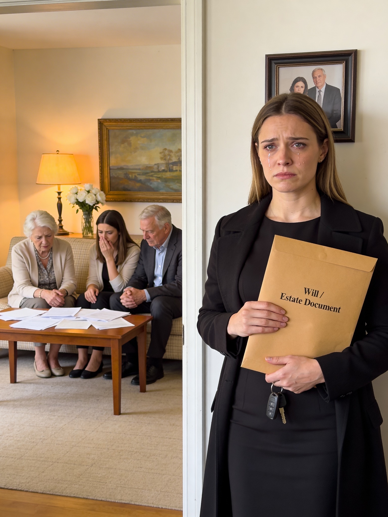 Ik kwam net van de begrafenis om mijn ouders en zus te vertellen dat mijn man me 8,5 miljoen dollar en zes lofts in Manhattan had nagelaten. Toen ik het huis binnenkwam, ving ik een gesprek op tussen mijn ouders. Wat ze zeiden, deed me bleek worden…