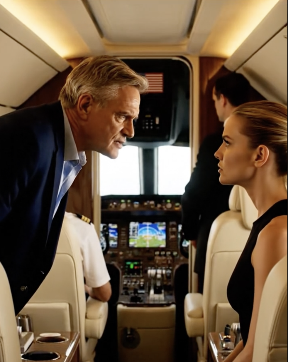 De miljonairvader van mijn verloofde nam me mee aan boord van zijn privéjet en snauwde: “Dit is geen economy class. Raak niets aan!” Maar toen de piloot mijn ID scande, werd het scherm in de cockpit knalrood, verscheen er een vreemde waarschuwing en veranderde zijn gezichtsuitdrukking volledig, daar op de landingsbaan.