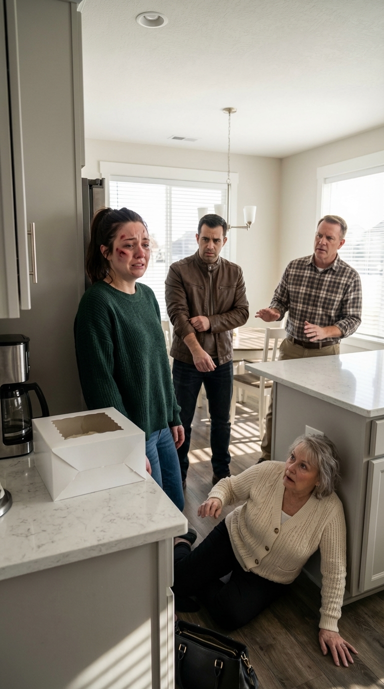 Syntymäpäivänäni isäni käveli sisään, katsoi mustelmilla olevaa kasvojani ja kysyi: “Kulta… kuka teki tämän sinulle?” Ennen kuin ehdin puhua, mieheni virnisti ja sanoi: “Niinpä. Läimäytin häntä onnittelujen sijaan.” Isäni otti hitaasti kellonsa pois ja sanoi minulle: “Astu ulos.” Mutta kun anoppini laskeutui kontalleen ja ryömi pois ensimmäisenä, tiesin, että tämä päivä päättyisi hyvin eri tavalla.