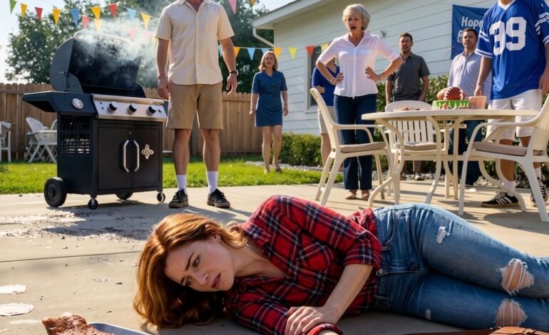 Nainen makasi jähmettyneenä kuumalla esikaupunkibetonilla vierellään savustettua naudanrintaa, kun taas hänen miehensä, grillin savun ja syntymäpäiväserpentiinien ympäröimänä, tuijotti alas ja käski kaikkia astumaan taaksepäin – ensimmäinen merkki siitä, ettei kyseessä ollut hänelle lääketieteellinen hätätilanne, vaan suunnitelmasta poikennut suunnitelma. – Uutiset