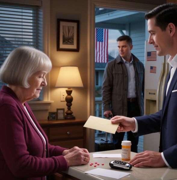 Luulin, että poikani säästi minut 1000 dollarin kirjekuorella kuukausittain – kunnes pyörryin Columbuksen ruokakaupassa, pojanpoikani lensi kotiin kiitospäiväksi, ja yksi kohtelias kysymys, jonka hän esitti pellavalautasliinojen äärellä, sai poikani kasvot valumaan niin nopeasti, että tiesin luissani, että joku oli elänyt hyvin samalla kun laskin sydänpillereitä kuin timantteja. Nimeni on Grace Bennett, olen 68-vuotias ja pienessä asunnossani Maple Streetillä Columbuksessa, Ohiossa, olin alkanut mitata elämää sen mukaan, mitä minulla oli varaa pitää. Sillä viikolla ravistelin reseptipulloa ja kuulin vain kolmen tabletin helinää, sitten tuijotin keittiön pöydällä punaisella leimattua vuokrailmoitusta. Eläkkeeni ja työvuoroni Peterson’s Groceryssa pitivät minut pinnalla, mutta apteekkilasku oli paikka, jossa menin aina alle. Tiistai-iltapäivänä poikani Dany käveli kauppaan kiillotetun näköisenä — laivaston puku, liukkaat kengät, kallista partavettä säilykekäytävällä. Hän halasi minua nopeasti, sujautti kirjekuoren käteeni ja sanoi: “Toin vain tämän kuun apua”, kuin se olisi todiste siitä, että hän on hyvä mies. Kiitin häntä silti, koska se tuhat dollaria tarkoitti ruokaa ja lämpöä. Kolme päivää myöhemmin murokäytävä kallistui ja rintani kiristyi teräväksi ja vääräksi. Löin linoleumia kovaa ja heräsin Riverside Methodistissa lääkärin kanssa kysymässä, milloin olin viimeksi ottanut sydänlääkkeeni niin kuin piti. Dany kuunteli ja napsahti: “Annan hänelle rahaa joka kuukausi. Hänen pitäisi selviytyä. ” Hän ajoi minut kotiin sileällä hopeisella bemarilla, joka ei sopinut hänen tarinaansa. “Se on työtä varten”, hän sanoi liian nopeasti, “asiakkaat odottavat tiettyä kuvaa”, ja sinä iltana naapurini Agnes, joka myi autoja, kertoi minulle, mitä tuollainen vuokrasopimus yleensä maksaa, sellainen luku, joka kaikuu puhelun sulkemisen jälkeen. Sitten ajattelin Alexia, pojanpoikaani, poikaa, joka kasteli parvekebasilikaani ja vannoi soittavansa joka sunnuntai ulkomailta, kunnes puhelut kuivuivat ja Dany vaati aina Alexin haluavan hänen “käsittelevän viestintää. ” Kiitospäivää edeltävänä keskiviikkona ovelleni koputettiin ja Alex seisoi siinä – pidempi, vanhempi, silmät kuin isoisänsä, kalliiseen takkiin käärittynä ja kantaen hiljaista auktoriteettia, jota ei voi teeskennellä. Hän halasi minua, sitten hänen katseensa laskeutui pilleripullooni ja lähes tyhjään jääkaappiini, ja jokin hänessä pysähtyi. “Menemme ulos tänä iltana”, hän sanoi. “Kaikki kolme. ” Keskustan illallisella ruokalistalla ei listattu hintoja ja käteni eivät lakanneet murehtimasta käsilaukkuni reunaa, koska aivoni yrittivät laskea oman perheestäni nauttimisen sijaan. Dany ilmestyi myöhässä hymyillen liian kovaa, ja Alex kääntyi hänen puoleensa ja kysyi – rennosti kuin säätiedote – miten olin pärjännyt rahoilla, jotka hän oli lähettänyt hoitooni. Hänen silmänsä heilahtivat minuun puoleksi sekunniksi, Danyn haarukka pysähtyi ilmassa ja katselin värien valumista poikani kasvoilta samalla kun kaikki kiitokseni alkoivat maistua valheelta. Loput tarinasta ei mahdu tähän — olen laittanut koko version ja linkin ensimmäiseen kommenttiin.