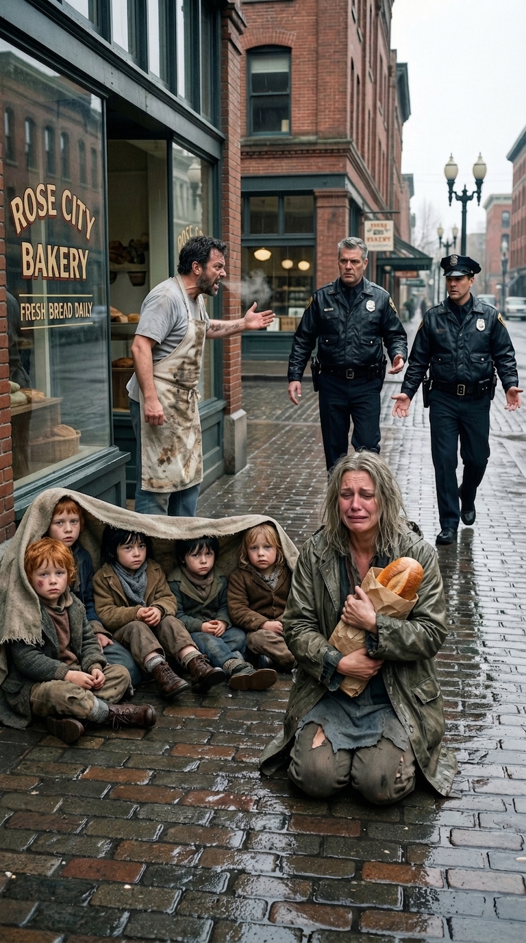 Een momentje… – Op een regenachtige ochtend in Portland stal een wanhopige moeder brood om haar vier hongerige kinderen te voeden – en…