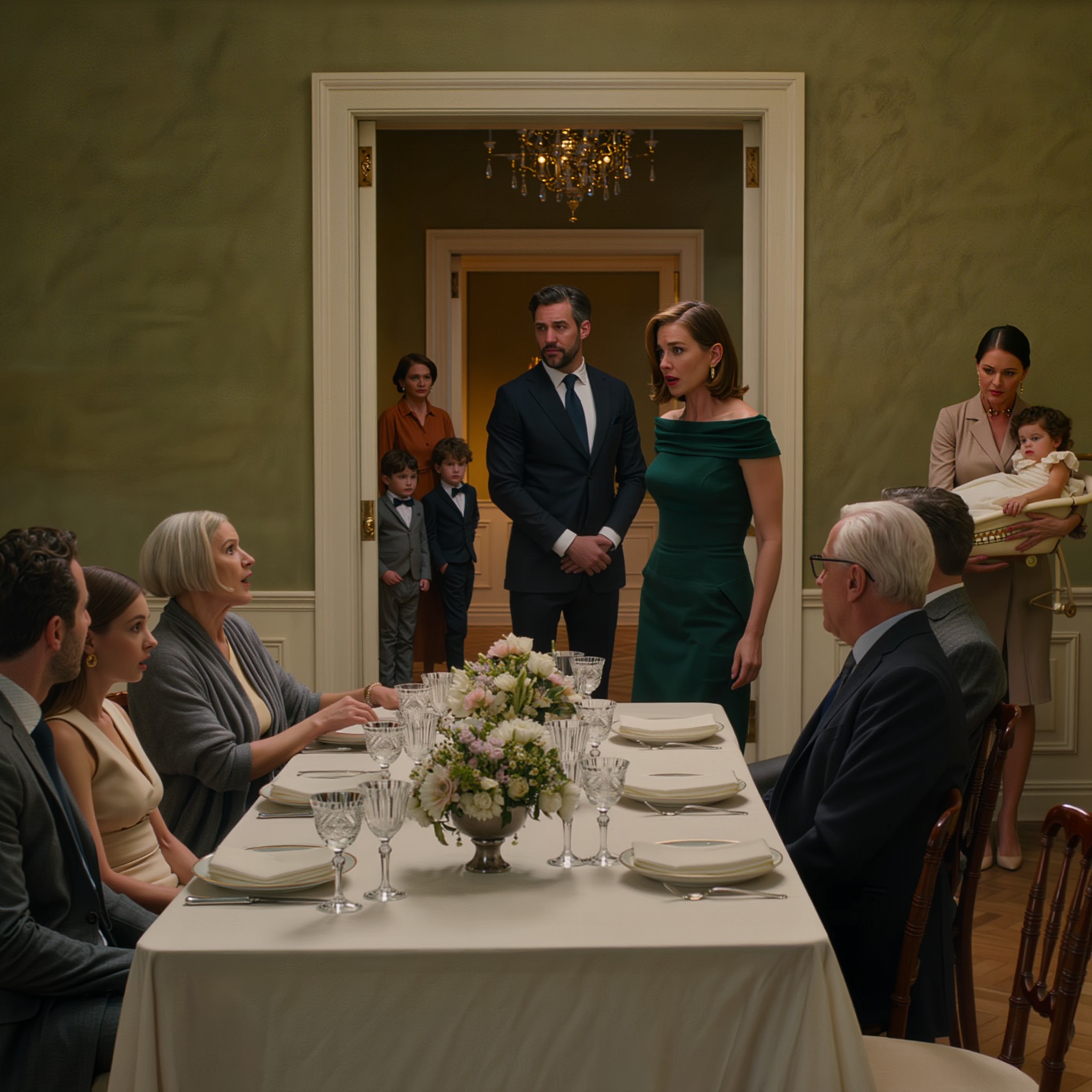 “At 34 And Still Single?” My Sister Announced At Mom’s Birthday Lunch. “You’ll End Up Alone With No Family.” Everyone Fell Quiet. Dad Added, “Such A Shame.” I Just Smiled And Checked My Watch. Then The Restaurant Doors Opened. My Husband — A Respected Surgeon — Walked In With Our Five-Year-Old Twins. Behind Them, A Nanny Carried Our Six-Month-Old. My Sister’s Jaw Dropped When My Husband Spoke…