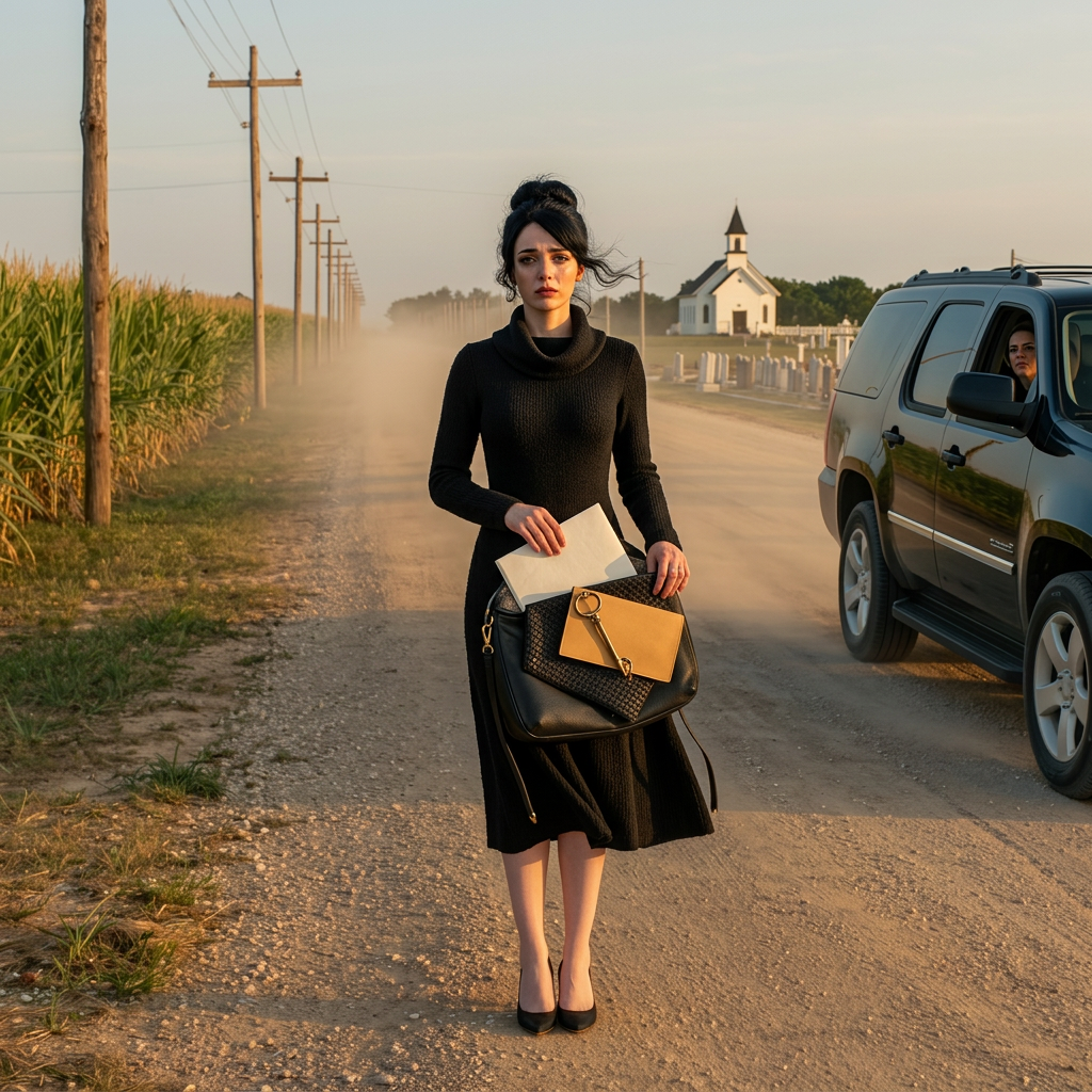Na de begrafenis van mijn vader reed mijn stiefmoeder me naar een verlaten weg en zei: ‘Stap hier uit. Het huis en de zaak zijn nu van mij.’ Ik stond daar in het stof, zonder telefoon, zonder geld en met alleen een klein tasje in mijn hand. Ze reed weg zonder om te kijken. Maar ze wist niet dat mijn vader vlak voor zijn dood een stilzwijgende beslissing had genomen, een beslissing die alles veranderde wat ze dacht te hebben bereikt.