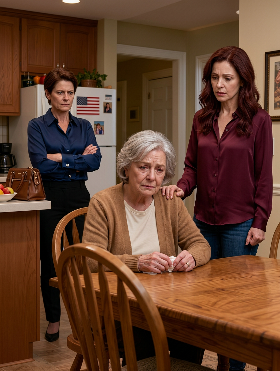 My daughter saw me sitting in the dark and softly asked, ‘Mom, why is there nothing to eat in the kitchen? You get $10,000 a month.’ My daughter-in-law stepped out and said matter-of-factly, ‘I control every dollar she gets.’ My daughter slowly took off her earrings, looked straight at her, and said, ‘Then from today on, that control ends.’