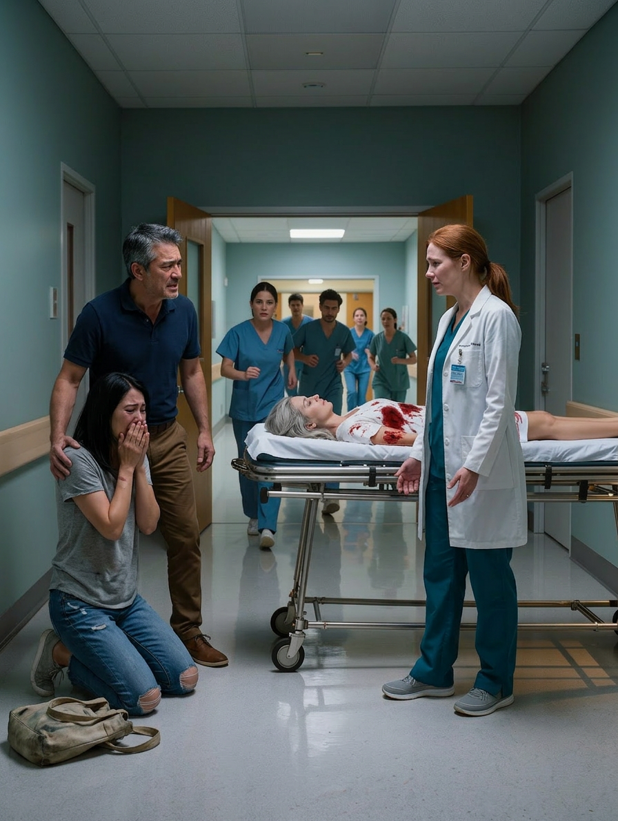 “She’s all we have,” my father said outside the operating room—never knowing the surgeon in the white coat was the daughter he erased five years ago after my sister lied that I’d dropped out of medical school. They blocked my number, returned my letters unopened, and missed my wedding. Then my sister came into my trauma bay bleeding out, and my mother looked up, read the name on my badge, and went still.