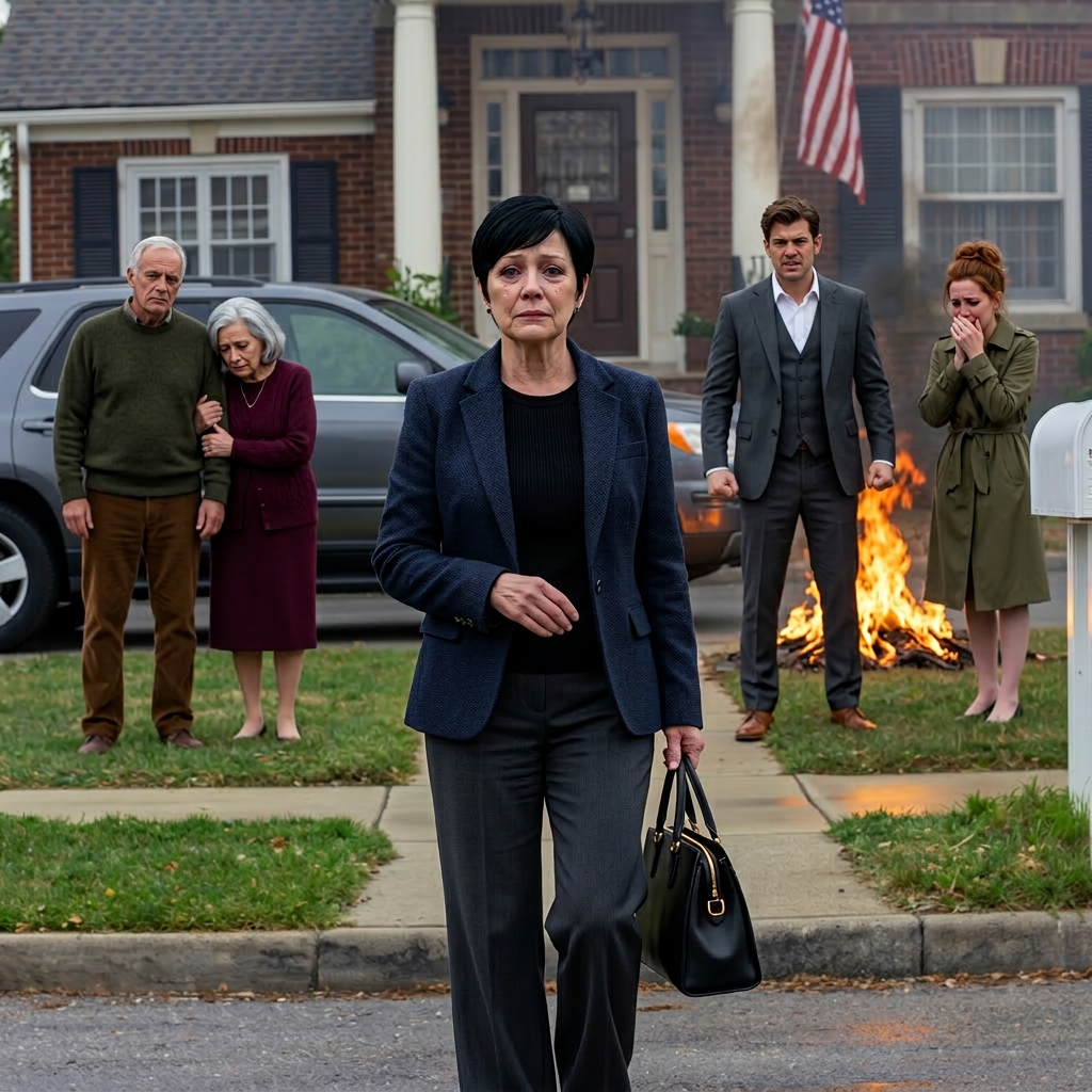 Ik ontwaakte na een coma van zes maanden. Mijn zoon zei: “Mam, ik heb je huis aan mijn schoonouders gegeven. We dachten dat je het niet zou redden.” Zijn vrouw voegde eraan toe: “Je zult ergens anders moeten gaan wonen.” Ik ben stilletjes vertrokken. Drie uur later, toen ze terugkwamen, waren de sloten vervangen en stonden al hun bezittingen in brand op het gazon voor het huis…