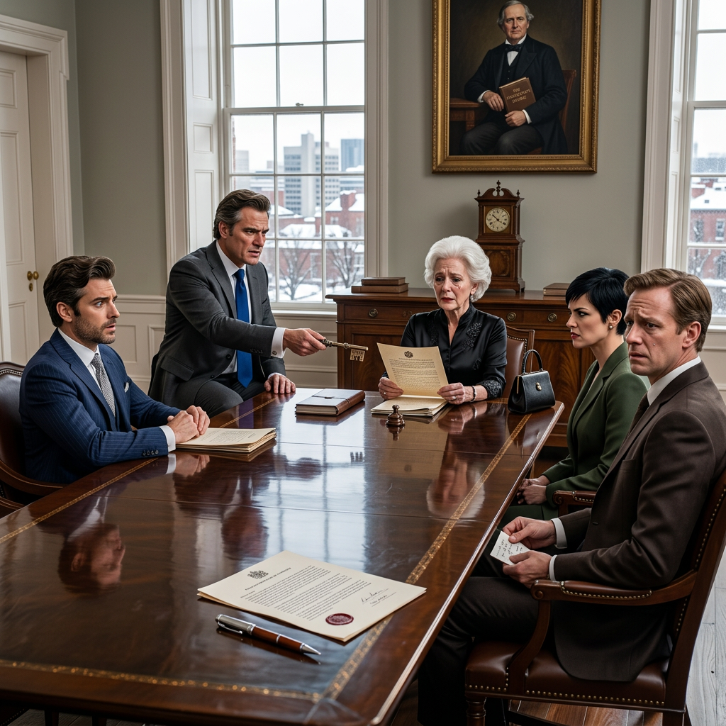 Married for forty years, I walked into a downtown law office believing the last formal thing my husband would ever do for me was make sure I was safe. Instead, the Brookline house, the money, and the polished life I had spent decades maintaining drifted calmly to the other side of the conference table, where three grown children sat with composed faces and very steady hands. All that came to me was a weathered iron key, a brown envelope, and an address in a Massachusetts town so small I had never once heard its name. I left Boston with one suitcase, a wedding photograph, and a note in my handbag that said only this: Trust me one last time, my darling.