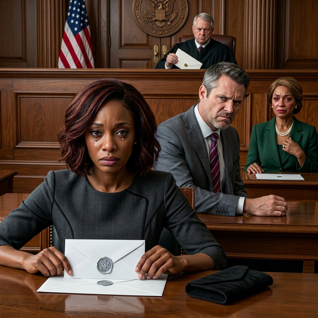 Right in the middle of the divorce hearing, my husband leaned down and whispered, “From now on, don’t even dream of touching one cent of my money,” his mistress stroked the diamond at her neck and gave me that pitying little smile, my mother-in-law sat there like she was waiting to watch me be cleared out of their lives, until the judge opened my envelope, read a few lines, and laughed out loud: “This is the best thing I’ve read in 20 years,” and that was when their faces finally started to change