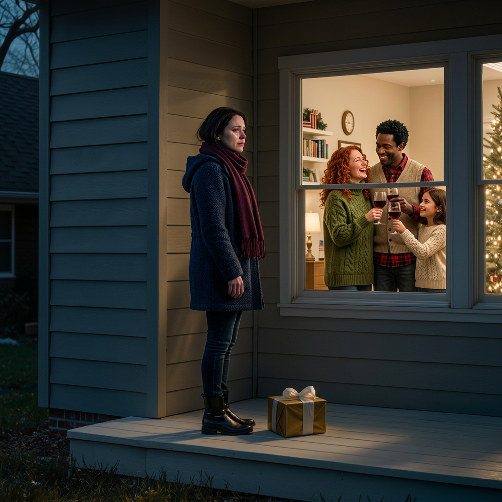 Ik kwam bijna een uur te laat aan op het kerstfeest, en voordat ik ook maar kon aankloppen bij het huis in Omaha dat ik voor mijn ouders had gekocht, hoorde ik mijn moeder al een glas heffen: “Gelukkig is Jenna er niet bij,” en mijn zus sprong er meteen in: “Niemand vindt het leuk als ze hier is,” dus zette ik de cadeaubox op de veranda, stapte terug de duisternis in en belde mijn advocaat – want na een paar van zulke opmerkingen hoeven sommige deuren gewoon niet meer open te gaan.