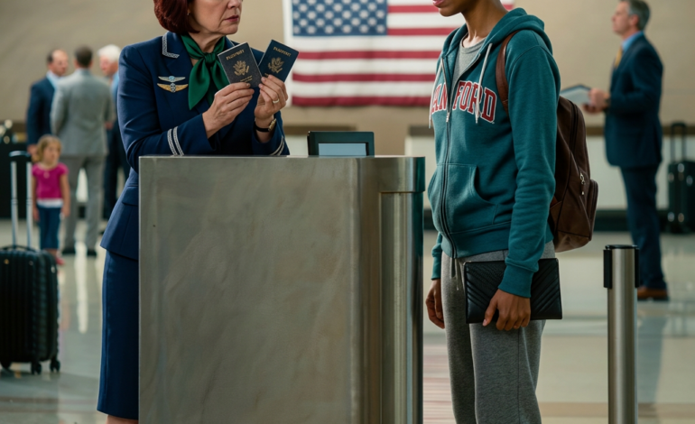 Een gate-medewerker beschadigt het paspoort van een jonge vrouw, zonder te weten dat ze een luchtvaartveiligheidsauditor is die incognito op bezoek is.