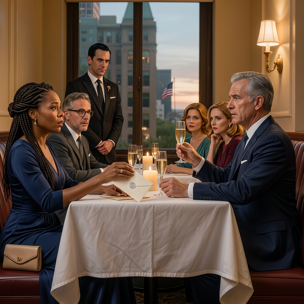 At my daughter’s graduation dinner in Atlanta, my husband of 28 years stood up in front of 30 guests and announced he was “starting a new life” without me—while the younger coworker he’d been hiding sat nearby. I didn’t cry or cause a scene. I smiled, slid a cream envelope beside his glass, and walked out with my head high. What was inside wasn’t rage—it was receipts, a prenup clause, and a plan.