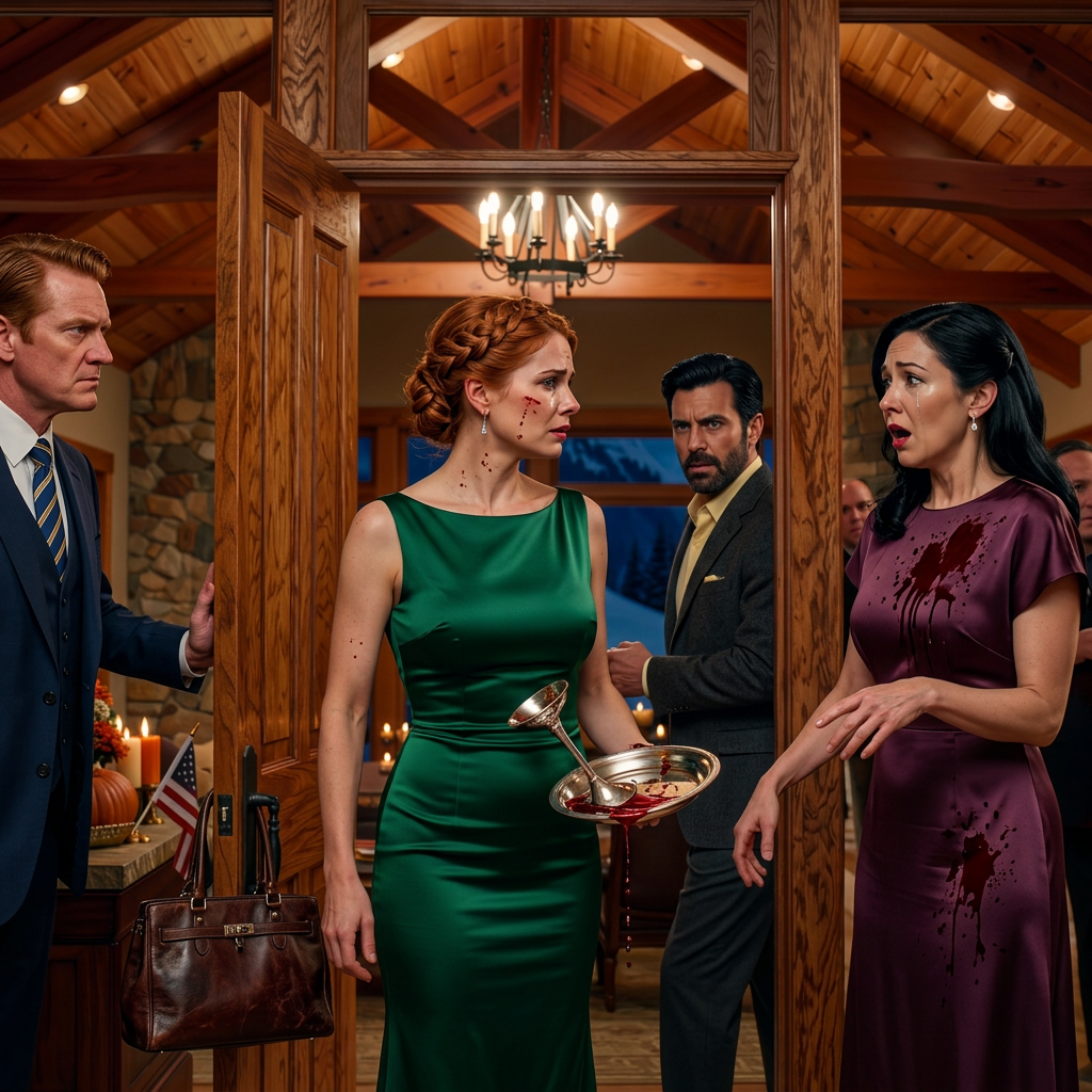 Op het Thanksgivingfeest in Park City botste ik per ongeluk tegen mijn zus aan, en ze gaf me een klap recht voor de ogen van meer dan vijftig gasten, waarna ze schreeuwde: “Ben je blind? Kun je niet zien waar je loopt?” Mijn moeder trok me meteen apart en siste: “Bied je excuses aan je zus aan, of ga weg.” Ik keek naar mijn vader, die gewoon naar voren stapte en de deur voor me openhield – en precies om 8 uur de volgende ochtend voelde dat huis niet meer hetzelfde aan als de avond ervoor.