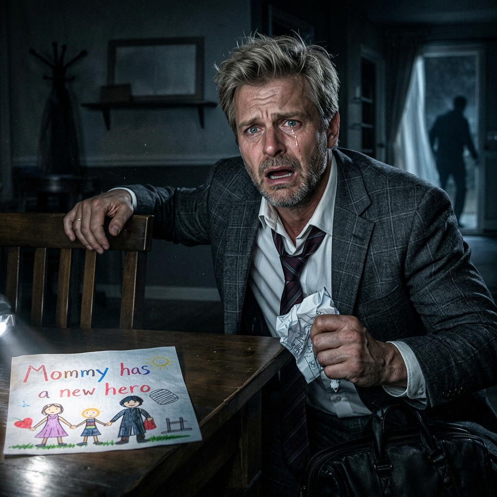 Na vele nachten met zijn minnares kwam hij thuis — een briefje getekend met kleurpotloden zei: “Mama heeft een nieuwe held”