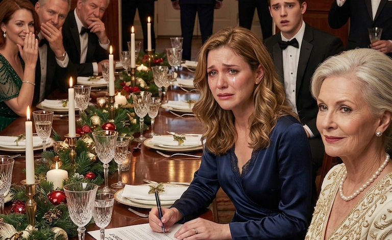 Een momentje… – Op het kerstfeest van mijn rijke schoonfamilie glimlachte mijn schoonmoeder