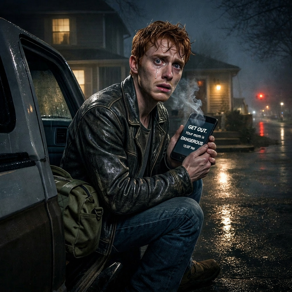 Mijn vader stuurde me om middernacht een berichtje: “Ga weg, je moeder is GEVAARLIJK.” Dus ik rende weg…