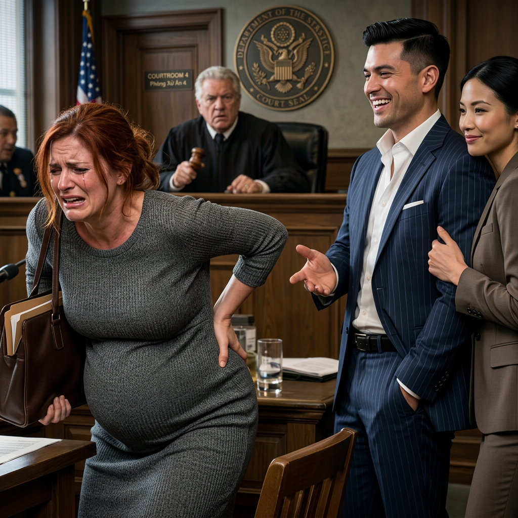 Acht maanden zwanger ging ik naar de rechtbank in de verwachting van een pijnlijke scheiding. In plaats daarvan werd ik openlijk bespot en mishandeld door mijn man, een CEO, en zijn maîtresse – totdat de rechter me in de ogen keek. Zijn stem trilde toen hij beval de rechtszaal te sluiten, en alles veranderde plotseling.