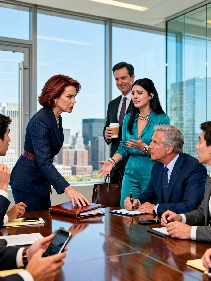 ‘Je bent niet gepast gekleed voor deze vergadering.’ De dochter van de CEO sneerde, terwijl ze met een verzorgde hand naar mijn antracietkleurige Armani-pak wees alsof ze een duif wegjoeg. Ik zei geen woord. Ik bleef gewoon staan en liet de stilte voortduren tot het voor iedereen in de kamer ongemakkelijk werd, behalve voor mij.