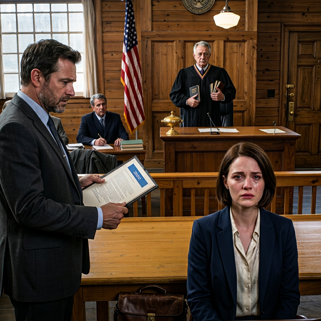 Mijn vader vertelde de jury dat ik van mijn overleden moeder had gestolen, maar die arrogante man had geen idee dat de zwijgende rechter boven ons de meest ongeschikte persoon was om die vreselijke leugen uit te spreken.