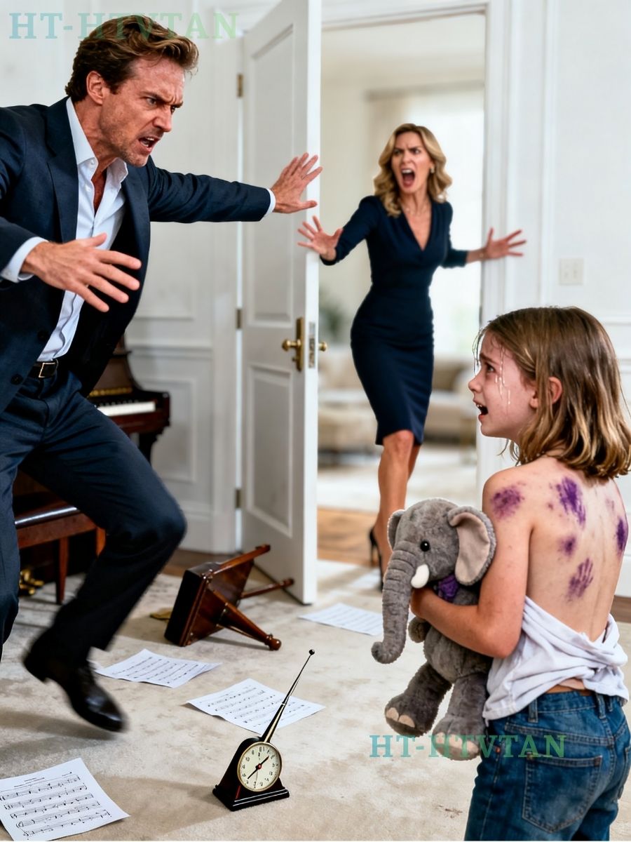 Ik maakte me klaar voor het pianorecital van mijn dochter. Lily stuurde me een berichtje vanuit haar kamer. “Papa, help me met mijn rits. Alleen jij. Doe de deur dicht.” Ze had geen jurk aan. Ze tilde haar shirt op. Paarse blauwe plekken bedekten haar rug. Handafdrukken. “Papa, het is opa Roger. Elke zaterdag als jij werkt. Oma houdt me vast. Mama weet het. Ik heb het haar verteld.” Drie maanden lang mishandeld. Ik bleef kalm. Pakte haar tas in. “We gaan nu weg.” Mijn vrouw blokkeerde de deur. “Nee, dat doen jullie niet. Mijn ouders…”