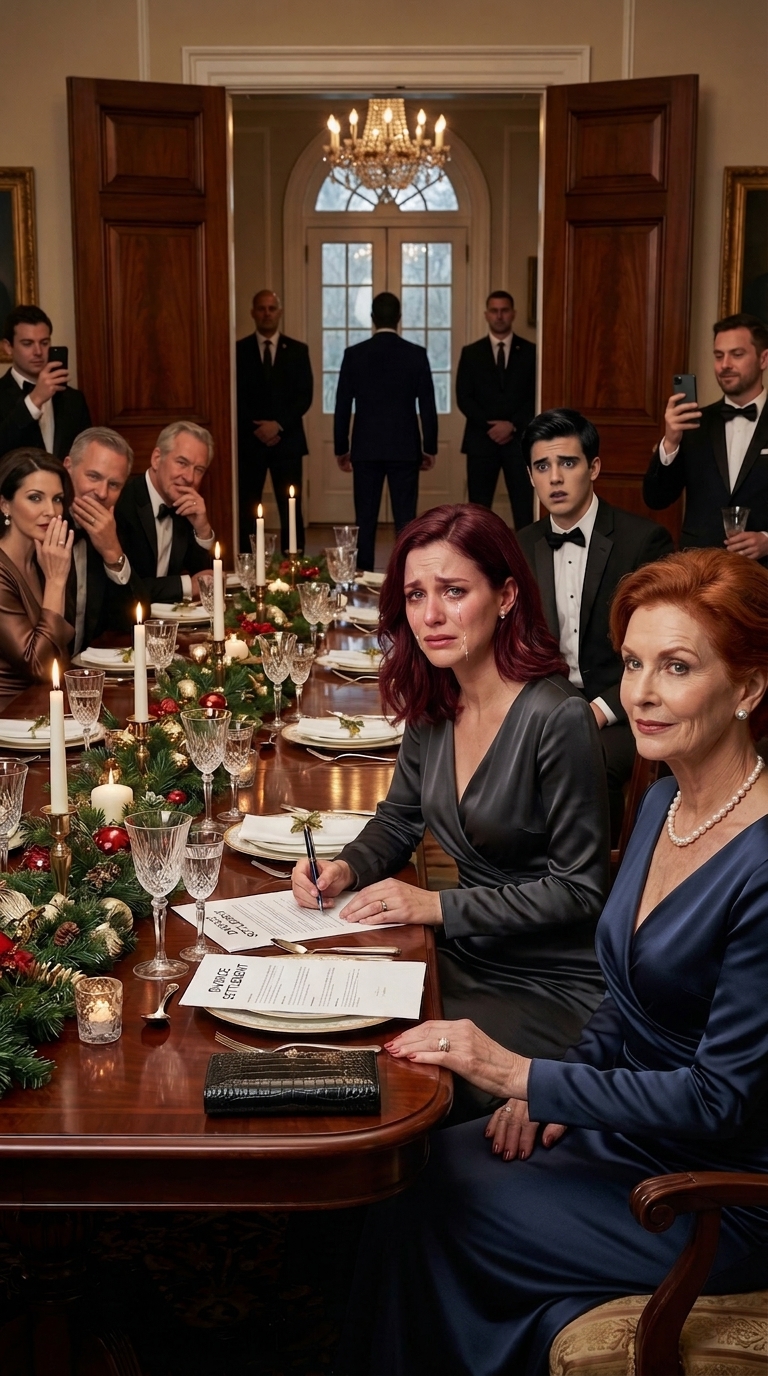 Een momentje… – Op het kerstfeest van mijn rijke schoonfamilie glimlachte mijn schoonmoeder liefjes terwijl ze de scheidingspapieren over de tafel schoof. ‘Teken…