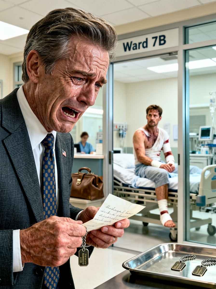 “Ik heb mijn zoon 17 jaar geleden begraven – toen kwamen zijn identificatieplaatjes per post aan met een briefje: ‘Papa… Mijn zoon is 17 jaar geleden in de strijd gesneuveld, of tenminste dat is de waarheid waarmee ik elke dag leef sinds de overheidsfunctionarissen aan mijn deur kwamen, maar vorige maand stond ik alleen in mijn keuken met een pakketje dat er niet had mogen zijn, en voelde ik mijn knieën knikken toen ik naar identificatieplaatjes staarde die ik al eens in mijn leven had begraven.