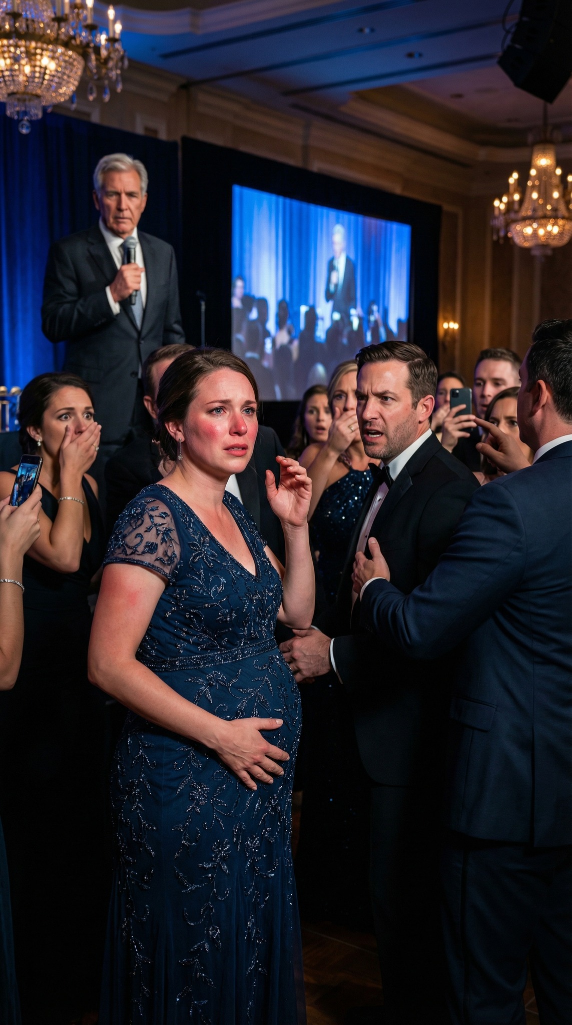 Een momentje… – De balzaal glinsterde als een leugen. Ik hief mijn glas op: klap. Mijn wang brandde. Opnieuw. Opnieuw. Gasten in zijde…