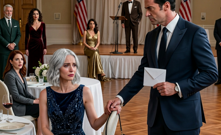 Mijn ouders negeerden mij tijdens het afscheidsdiner van mijn vader, waarna mijn man het podium op liep