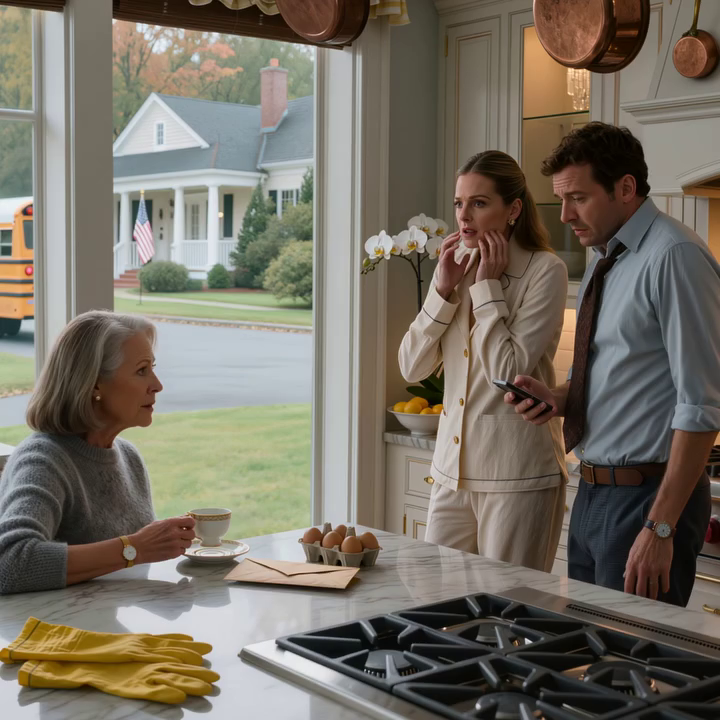 On the first day I moved into the house in West Hartford, my daughter-in-law pointed toward the basement, shoved a pair of rubber gloves into my hands, and laid down a rule: “You cook, you clean, and you eat only after the whole family is done.” I just smiled like a widow who had just buried her husband, but by the next night, before anyone at that charity dinner understood what was coming, I had said six words that made it impossible for anyone to stay seated in peace.