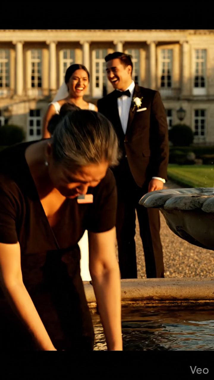 At my daughter’s wedding, I gave her an old passbook. My daughter threw it into the fountain and said, “Is this just a few loose bills, mom?” Her wealthy husband smirked and added, “Your mom’s just a cleaner anyway.” I walked out. The next morning, I went to the bank. The teller went pale and said, “Ma’am… do not leave.”