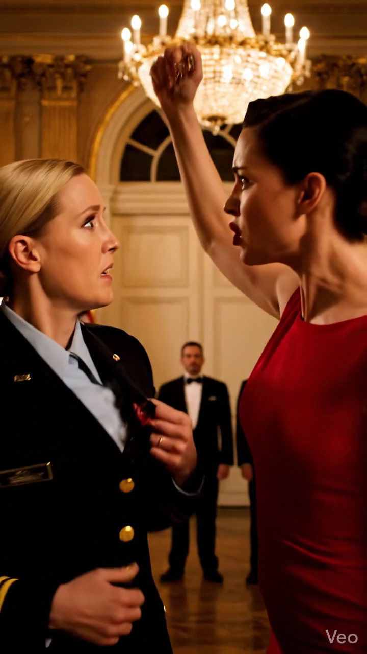 Mijn stiefmoeder rukte de gouden vleugels van mijn uniform van de luchtmacht en schreeuwde: “Je hebt dit gestolen!” in een stille balzaal vol generaals, senatoren en mijn vader – die naar de grond staarde terwijl ik bloedde. Toen stapte een 82-jarige veteraan naar voren, greep naar de broche in haar hand en zei: “Mevrouw… dit zijn pilotenvleugels van Normandië.” Op dat moment veranderde de hele zaal – en daarmee ook alles wat ze dacht te beheersen.