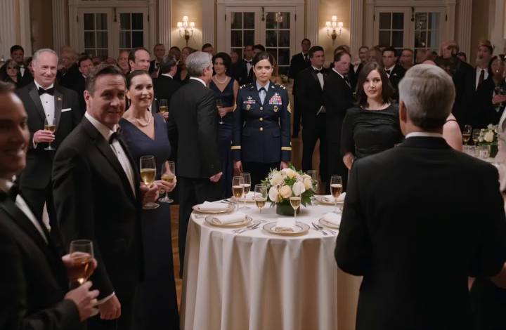 Tijdens het schitterende fondsenwervingsgala van mijn vader grijnsde mijn neef: “Maak je geen zorgen om haar, ze is gewoon een ambulancebroeder,” en mijn vader liet de belediging als waarheid aankomen. Toen viel de zaal stil, de president stapte door de deuren, keek langs de senatoren en donateurs en stelde één vraag die alles wat ze over mij geloofden aan diggelen sloeg: “Is dat majoor Anya Sharma?”