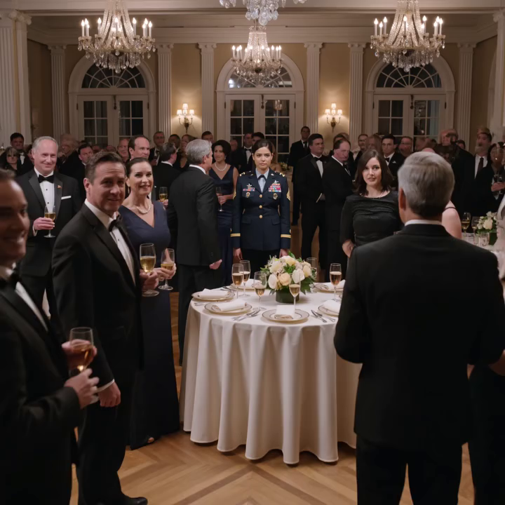 Tijdens het schitterende fondsenwervingsgala van mijn vader grijnsde mijn neef: “Maak je geen zorgen om haar, ze is gewoon een ambulancebroeder,” en mijn vader liet de belediging als waarheid aankomen. Toen viel de zaal stil, de president stapte door de deuren, keek langs de senatoren en donateurs en stelde één vraag die alles wat ze over mij geloofden aan diggelen sloeg: “Is dat majoor Anya Sharma?”