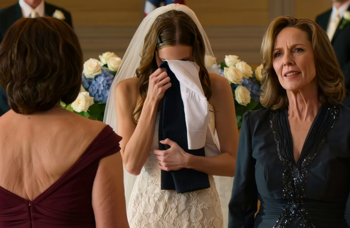 Op de bruiloft van mijn dochter in een elegante balzaal in Dallas gaf haar schoonmoeder haar plotseling een bruidsmeisjesuniform, pal voor de ogen van alle gasten. Mijn schoonzoon glimlachte zelfs en zei: “Perfecte pasvorm, die zal ze thuis wel nodig hebben.” Mijn dochter barstte in tranen uit, en ik stond rustig op, hield mijn blauwe fluwelen doos omhoog en zei: “Open nu het cadeau van je moeder…”