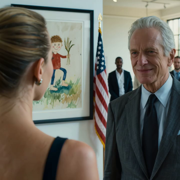 Drie jaar catering leerde me onopvallend te blijven tussen rijke mensen, maar tijdens een opening in een chique galerie verstijfde ik toen ik een schilderij zag hangen dat ik op mijn zesde had gemaakt, met een prijskaartje van $150.000. Op het moment dat ik zei: “Meneer, dat werk is van mij,” lachte de eigenaar me uit en riep de beveiliging, zonder te beseffen dat het geheim achter de lijst juist datgene was wat ieders aandacht in de zaal zou trekken.