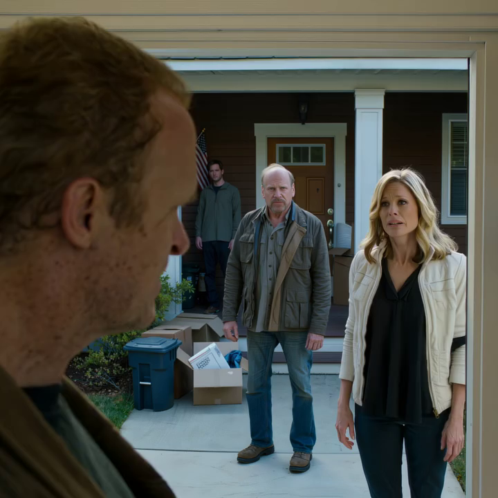 Toen ik na een weekendje vissen met mijn pick-up terugreed, verstijfde ik van schrik toen ik al mijn spullen naast de vuilnisbak voor het huis zag liggen. Mijn schoondochter stond er koud bij en zei dat er geen plek meer voor me was in dat huis, terwijl mijn zoon zwijgend toekeek. Ik glimlachte, pakte mijn telefoon, belde één keer en drie dagen later begonnen ze wanhopig overal naar me te zoeken…