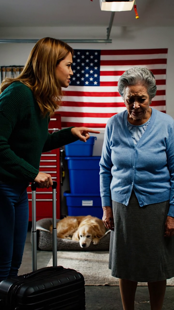 Op de dag dat mijn man overleed, zette mijn schoondochter mijn koffers in de garage – zich totaal niet bewust van de 19 miljoen dollar en de villa die hij me had nagelaten. Die avond zei ze: “Vanaf nu slaap je in de garage.” Pal ernaast stond het bed voor haar verwende hond. Ik glimlachte en antwoordde zachtjes: “Goed dan” – want ze had geen idee dat ik op het punt stond de regels te herschrijven. Tegen de tijd dat ze het besefte… was alles al veranderd.