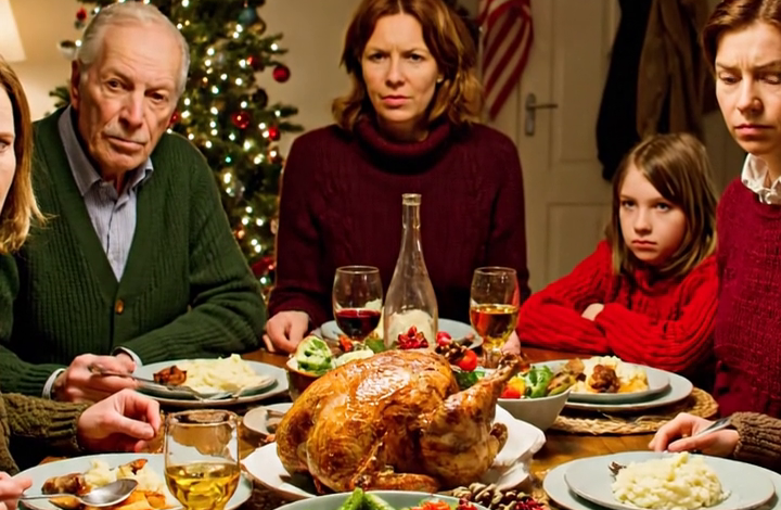 Mijn familie zei dat mijn 17-jarige adoptiedochter niet naar de bruiloft van mijn zus mocht. Ik maakte geen ruzie. Ik zei alleen: “Dan is mijn hele gezin er ook niet bij.” Maar toen het kerstdiner begon, veranderde ik stiekem één klein dingetje – en binnen een minuut barstte de hele tafel los, iedereen verloor volledig de controle… omdat ze zich plotseling realiseerden dat ik iets had gedaan wat niemand op tijd kon tegenhouden. Ik was ze drie stappen voor.