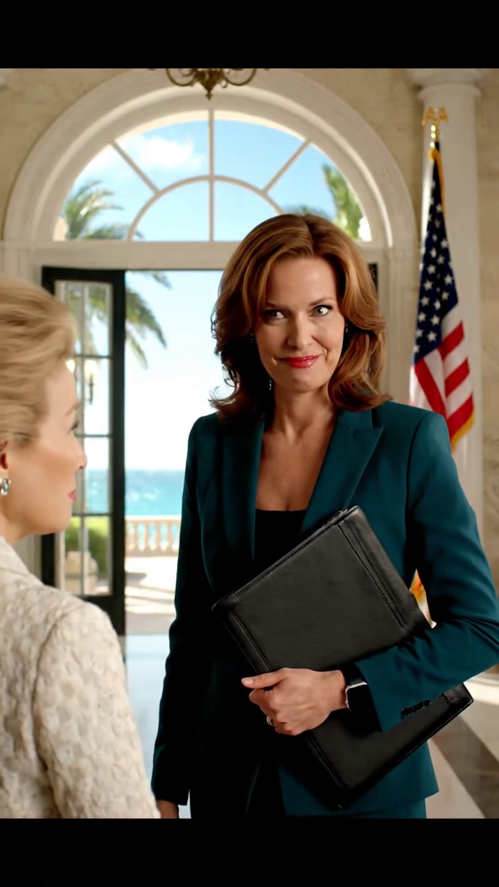 Na de bruiloft bracht mijn schoondochter een notaris naar mijn villa van 20 miljoen dollar in Palm Beach, zwaaide met een dikke map en zei: “Het huis is overgedragen. Verhuis binnen 72 uur.” Mijn zoon kwam nooit opdagen. Ik keek naar de kromme handtekening, glimlachte en zei één zin die hen deed beven.