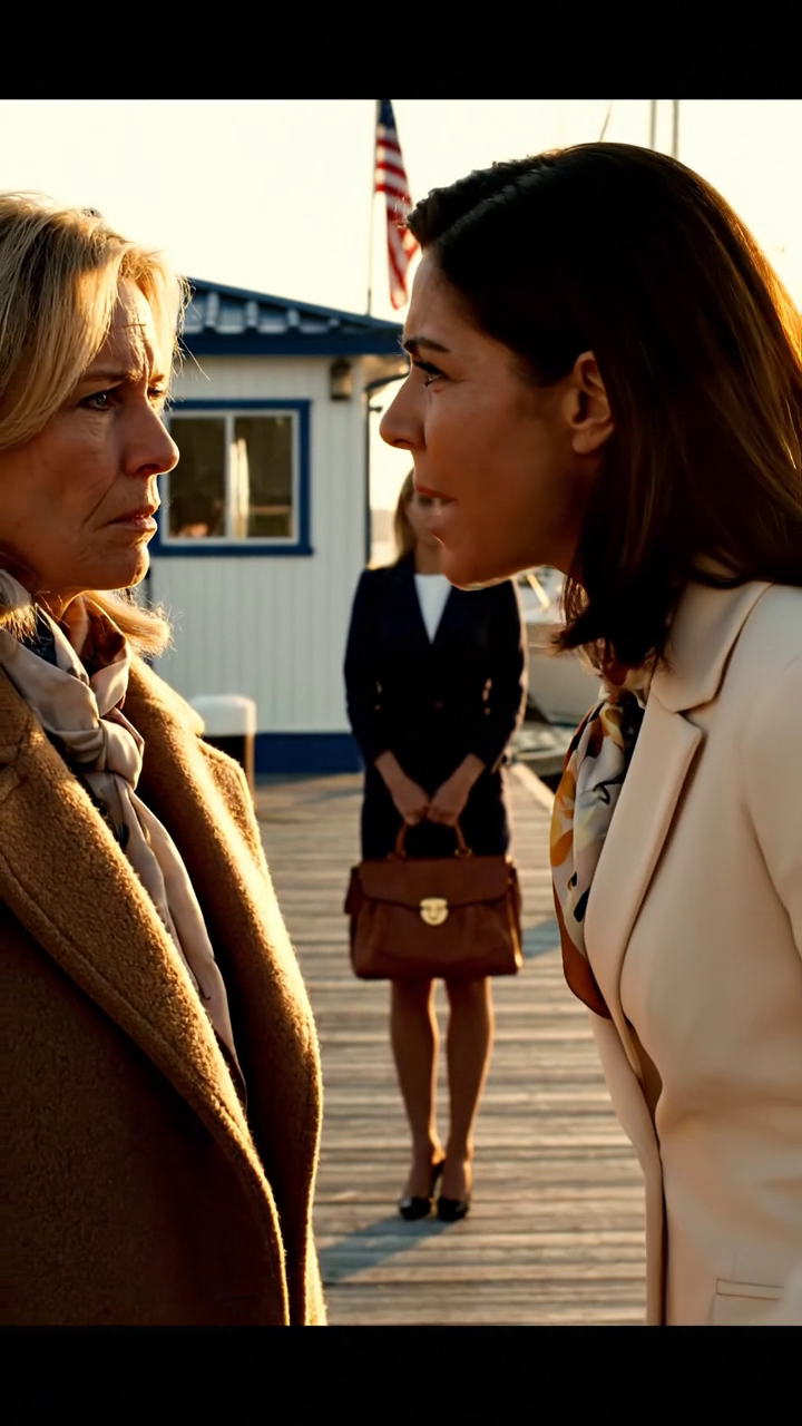 De zus van mijn man zei: “Jij hoort niet thuis op deze jachtreis.” Mijn naam werd van de gastenlijst geschrapt en vervangen door die van haar yogalerares. Bij de gate in Newport grijnsde ze en zei ze dat ik “naar huis moest gaan”. De hele familie keek neer en mijn man bleef stil. Maar op het moment dat ik me omdraaide, riep een bemanningslid iets en alle ogen waren op mij gericht.