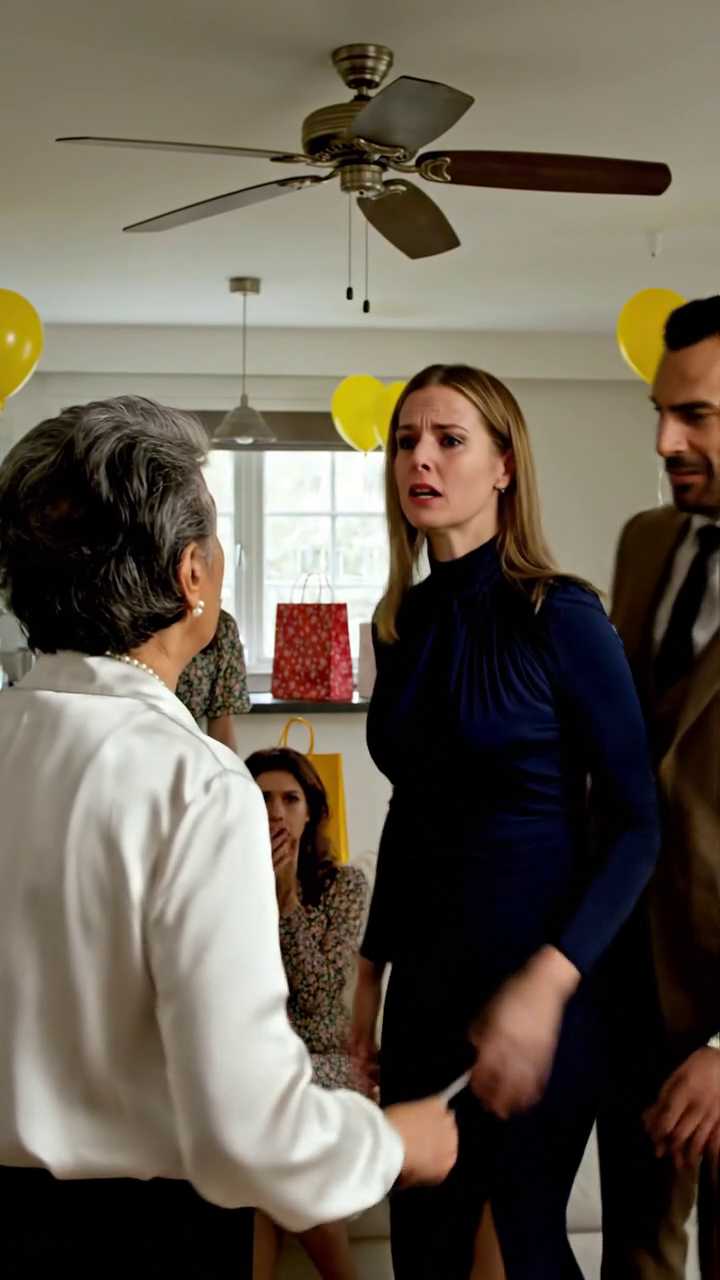 Op mijn eigen babyshower gaf mijn schoonmoeder me een witte envelop en kondigde aan: “Zevenenveertig redenen waarom mijn zoon van je zou moeten scheiden.” Terwijl vijftig mensen onder gele ballonnen lachten, protesteerde ik niet. Ik belde First National, opende mijn bankapp en zag de filiaalmanager zwijgen, bleek worden en me terug zijn kantoor in wenken.