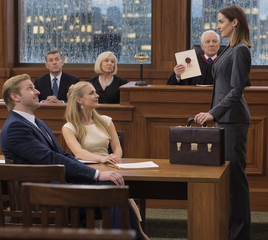 Mijn man glimlachte toen ik alleen het gerechtsgebouw binnenliep, en zijn baas fluisterde: ‘Je kunt je geen advocaat veroorloven. Wat zielig.’ Ze hadden mijn hele leven in zwarte vuilniszakken gestopt, het zilverwerk van mijn moeder gegijzeld en me erin geluisd om alles te ondertekenen – totdat de rechter een dunne verklaring opende, naar zijn advocaat keek en een vraag stelde die de hele rechtszaal de rillingen over de rug deed lopen: ‘Herkent u haar niet?’