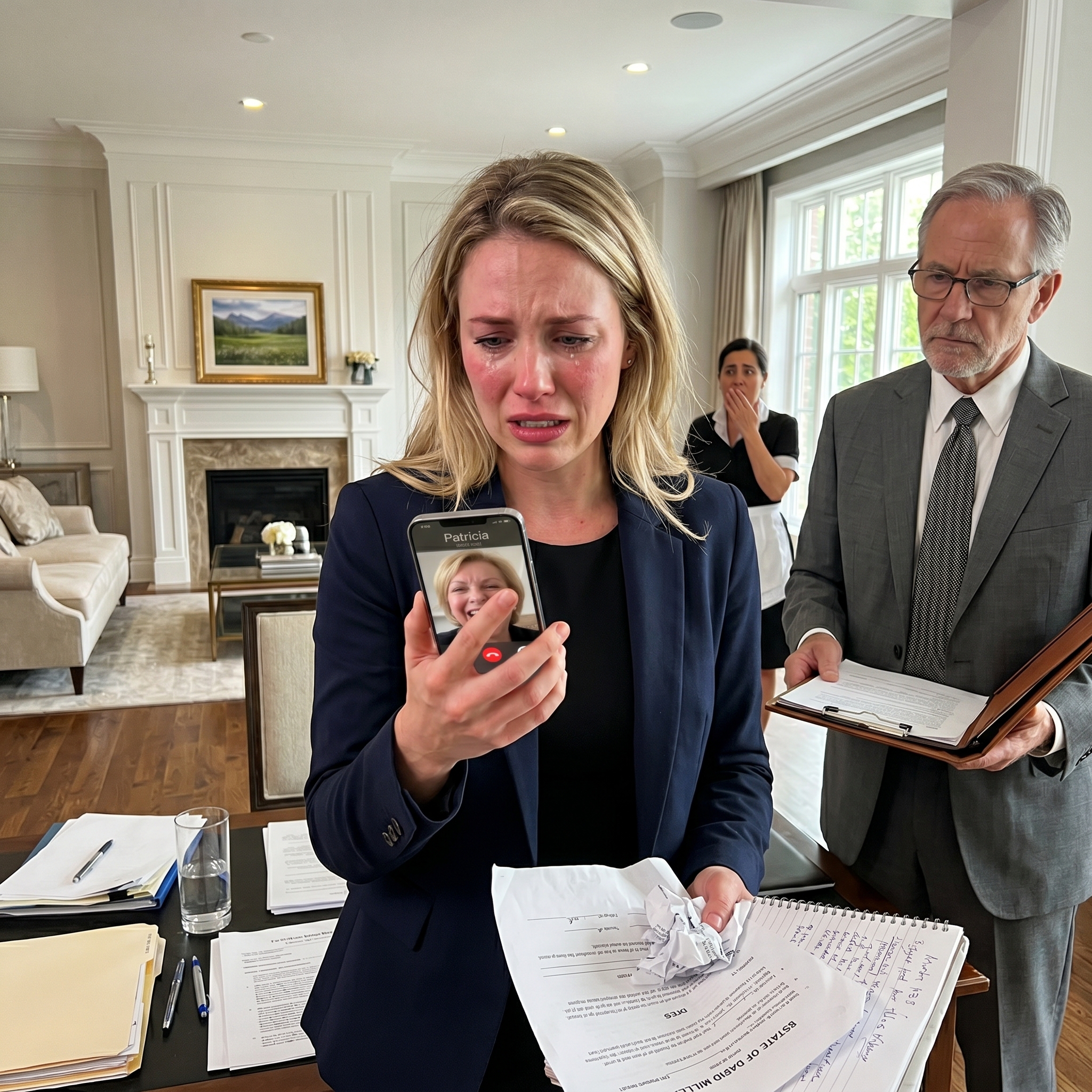 ‘Ik heb je huis verkocht om je een lesje in respect te leren,’ sneerde mijn stiefmoeder aan de telefoon. ‘De nieuwe eigenaren trekken er volgende week in.’ Ik glimlachte, denkend aan de geheime ontmoeting met de advocaat van mijn overleden vader. ‘Veel succes ermee,’ antwoordde ik. Ze had geen idee wat haar te wachten stond…