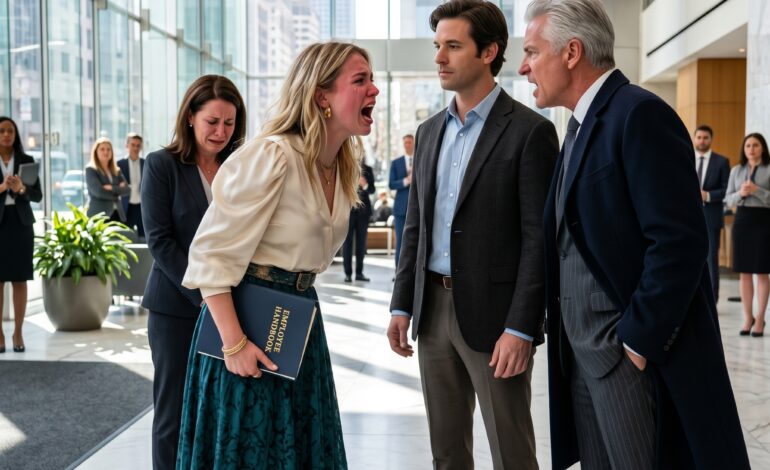 De dochter van de vicepresident maakte mijn outfit belachelijk, zwaaide met de kledingvoorschriften voor mijn neus en ontsloeg me nog voordat ik de lobby uit was. Toen kwam de investeerder van 4 miljard dollar binnen, begroette me met een knuffel en vroeg of ik klaar was om de fusie te tekenen. Toen ik uitlegde wat er net gebeurd was, veranderde zijn gezichtsuitdrukking volledig.