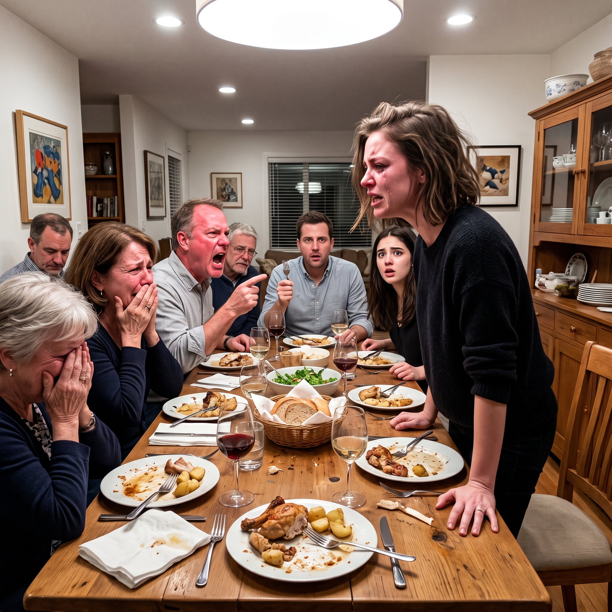 Mijn ouders schreeuwden over de tafel heen: “Jij bent verantwoordelijk voor haar bruiloft. Betaal of verdwijn voorgoed uit deze familie.” Mijn zus deed er nog een schepje bovenop en spuugde: “Je zou je moeten schamen.” Dat was de druppel. Ik schoof mijn stoel naar achteren, stond op en zei koud: “Je hebt één dag om mijn huis te verlaten…”