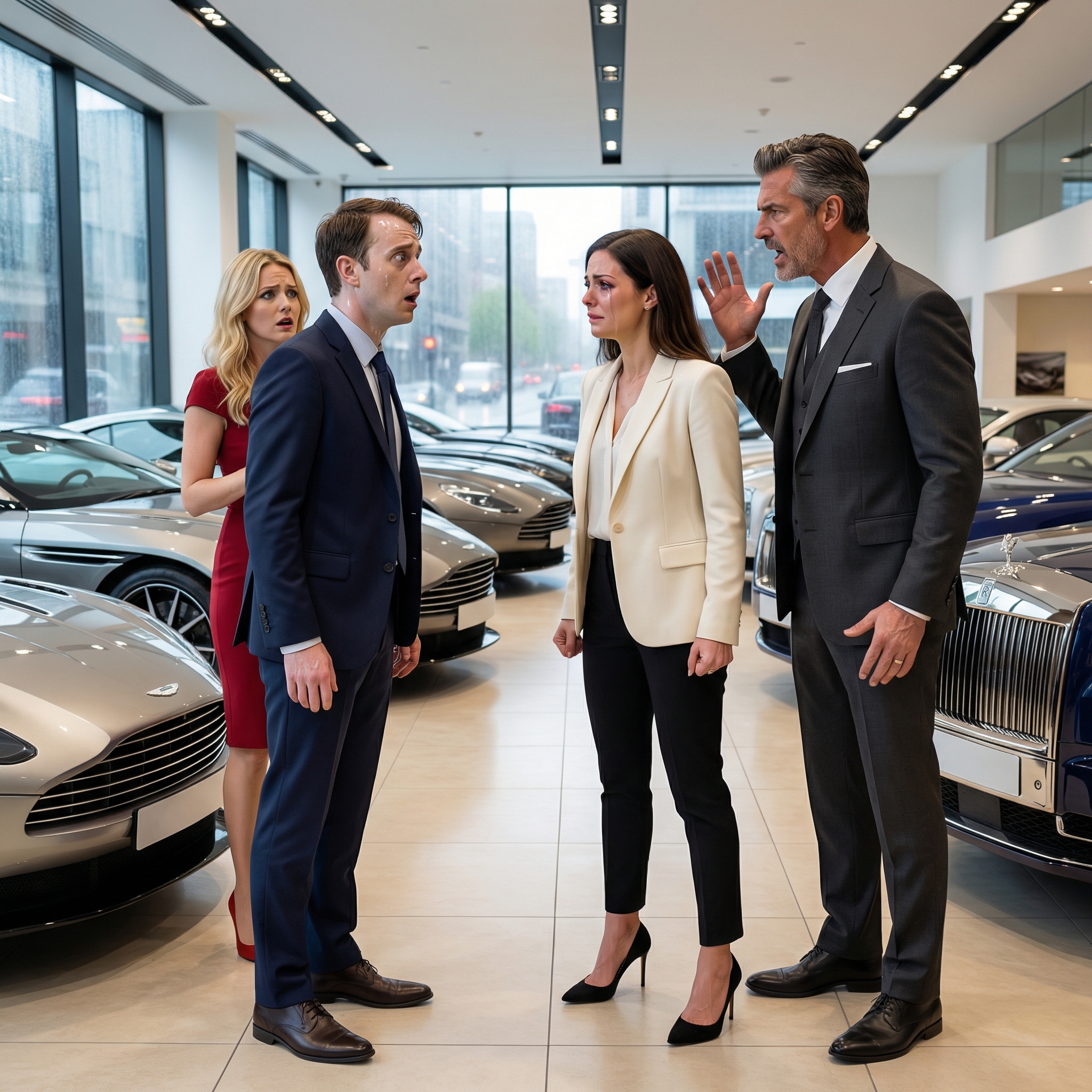Nadat mijn man mijn huis van 2,6 miljoen dollar had verkocht voor zijn bedrijf, verliet hij me van de ene op de andere dag om met zijn maîtresse te trouwen. Twaalf jaar later bespotte hij me in een showroom voor luxe auto’s, niet wetende dat de man die op ons afkwam hem doodsbang zou maken.