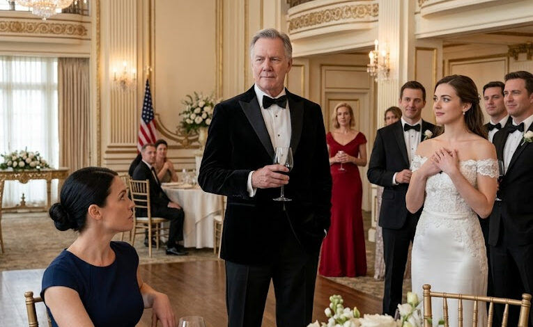 Mijn vader hief zijn Bordeauxwijn op tijdens de bruiloft van mijn zus en zei: “Als het niet om medelijden ging, had niemand je uitgenodigd”—maar vijftien jaar nadat hij me het huis uit had gezet, liep de bruid die hij dacht te kunnen controleren naar een microfoon met een eenvoudige papieren envelop, een ring met de inscriptie Phoenix en een waarheid die onze familie voor 250 gasten in tweeën kon splijten.