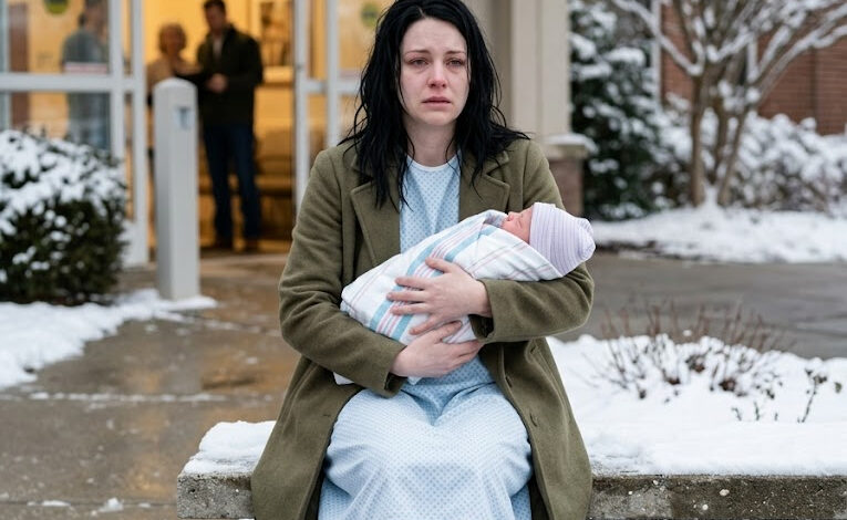 Mijn nicht zou met haar man en pasgeboren zoon naar huis gaan, maar toen ik haar blootsvoets buiten het ziekenhuis aantrof in de vijf graden kou, nog steeds in haar ziekenhuisjurk en de baby stevig vastgeklemd alsof haar leven ervan afhing, stuurde ze me een berichtje dat haar huis weg was, dat haar spullen in de sneeuw waren gegooid, en op dat moment besefte ik dat dit geen huwelijk was dat op de klippen liep… het was een berekende valstrik van mensen die geen idee hadden wiens nummer ik op het punt stond te bellen.